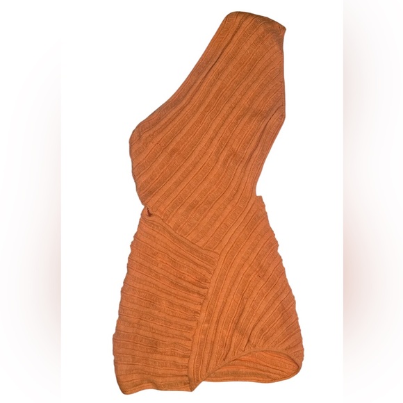 Orange Ribbed Knit Dress - Picture 1 of 4